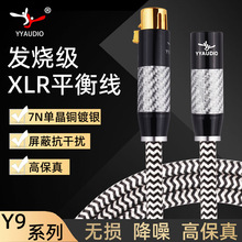 卡农公对母音频线发烧单晶铜镀银XLR平衡线话筒声卡麦克风连接线