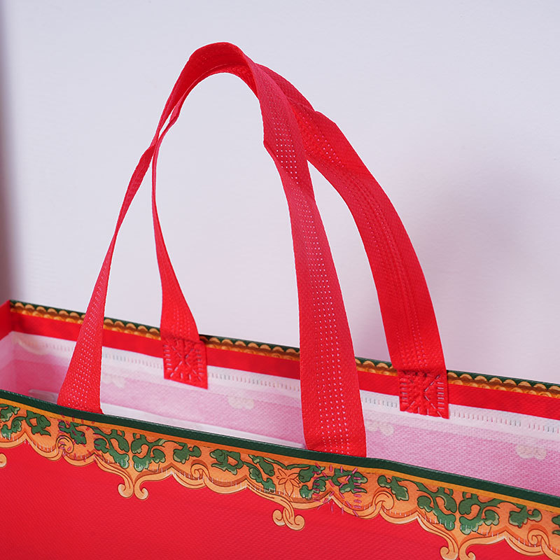 China película roja engrosada no tejida bolsa de boda regalo de compras tabaco y alcohol dulces de boda bolsa de regalo LOGO personalizado