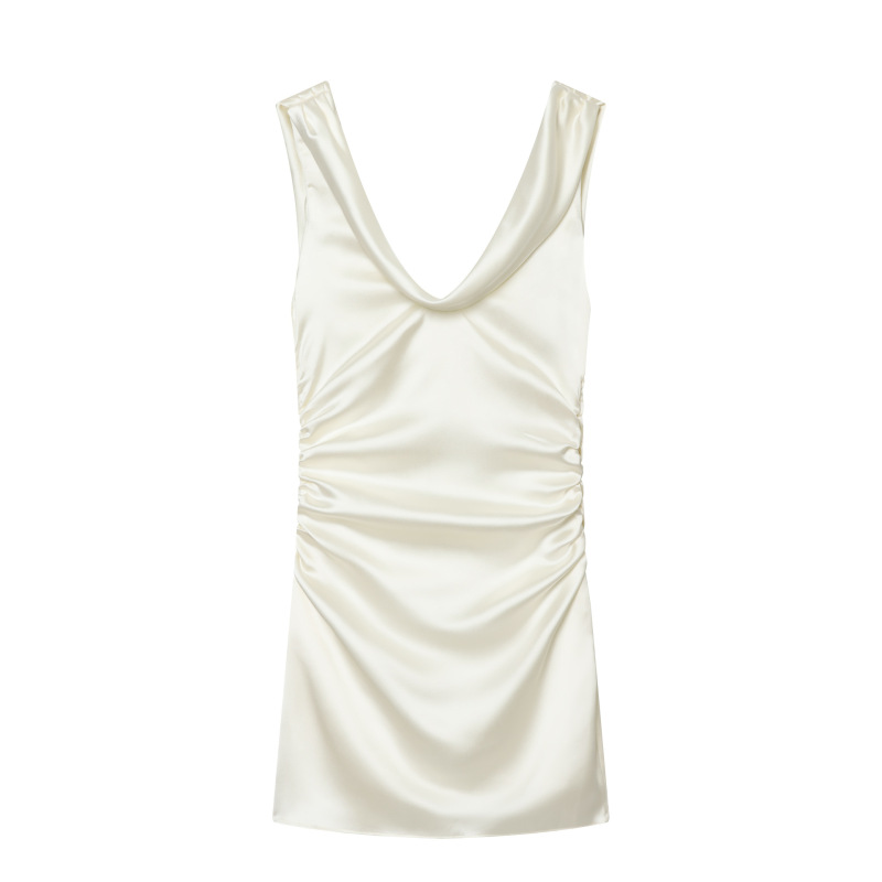 2026 European and American Summer Hot-Selling Versatile and Stylish Women's Fashion Pleated Silk Satin Mini Dress 2772341 2026 European and American Summer Hot-Selling Versatile and Stylish Women's Fashion Pleated Silk Satin Mini Dress 2772341