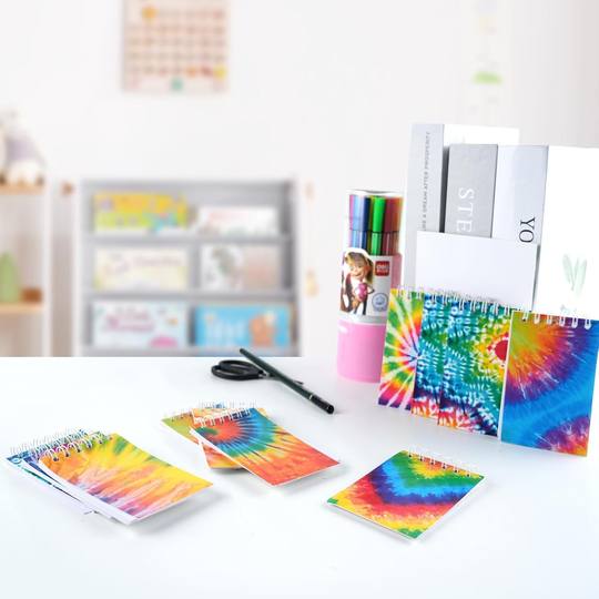 Ready-Made Tie-Dye 8 Mini Spiral Notebooks, Splash-Ink Colorful Series, Painting, Writing, Graffiti Coil Rewards
