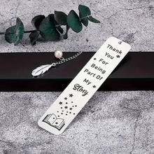 跨境热卖个性不锈钢书签礼物创意挂件刻字书签教师节礼物羽毛书签