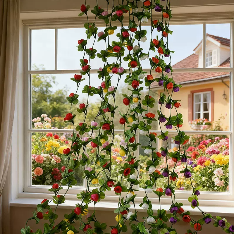 茶包花藤假花绢花吊顶绿叶婚庆装饰花藤条茶包直销跨境直发厂家