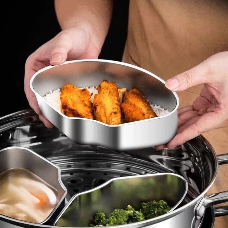 304 ステンレス鋼の分離扇形蒸しトレイ、蒸しグリッド、炊飯器、蒸し米と野菜の加工品、ユニバーサル蒸しボウル、フレッシュボックス|undefined