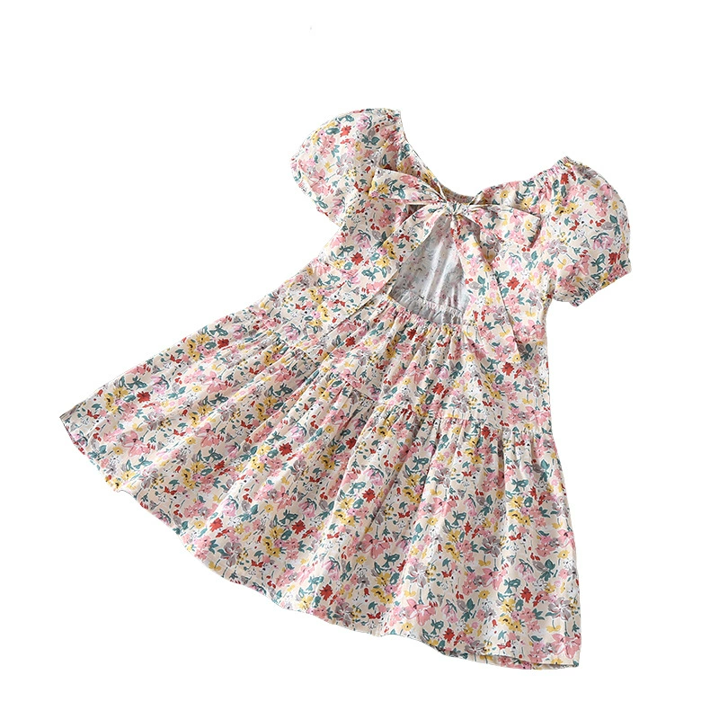 Summer summer clothing, children's small princess costume, dress, western style, with short sleeve, Korean style, floral print