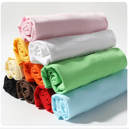 Cotton children's short-sleeve half-shirt for girls and boys, unisex children's short-sleeve clothing, solid color