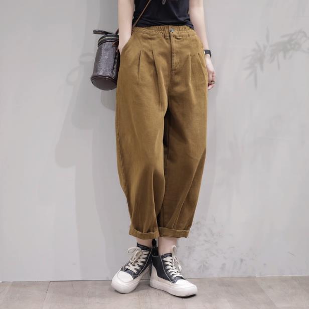 春秋棉布休闲裤新款萝卜裤裤子时尚女裤显瘦文艺女士女装哈伦裤女|undefined