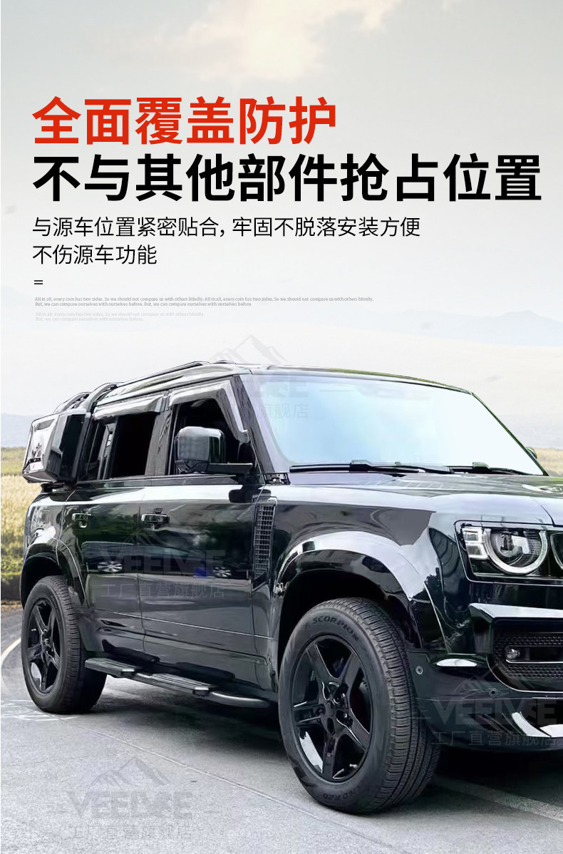 Suitable for Land Rover New Defender Wheel Arch Black Warrior Wideband Lighted Wheel Arch Protection Shell Tire Rim Anti-Scratch