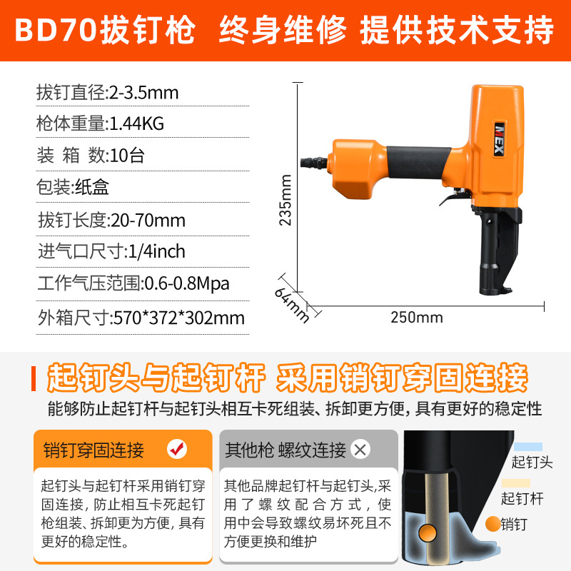 美心MEX气动拔钉枪BD70   起钉枪退钉拔钉起钉器拆托盘木板