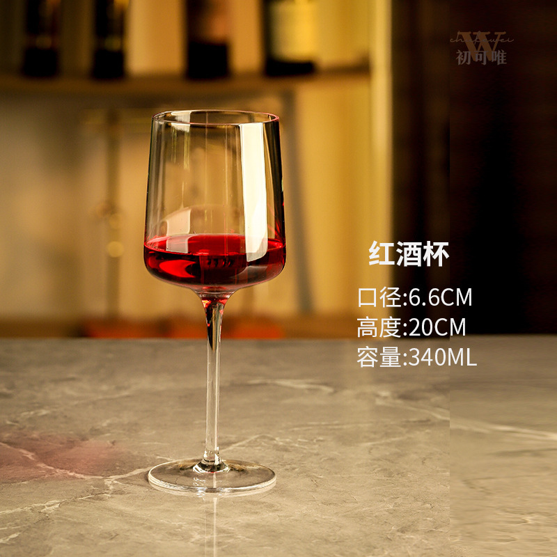 Vaso de vino rojo de corbata roja de borgoña set de gran abdomen ligero de lujo de vidrio de cristal de alta calidad copa de vino de pie alto