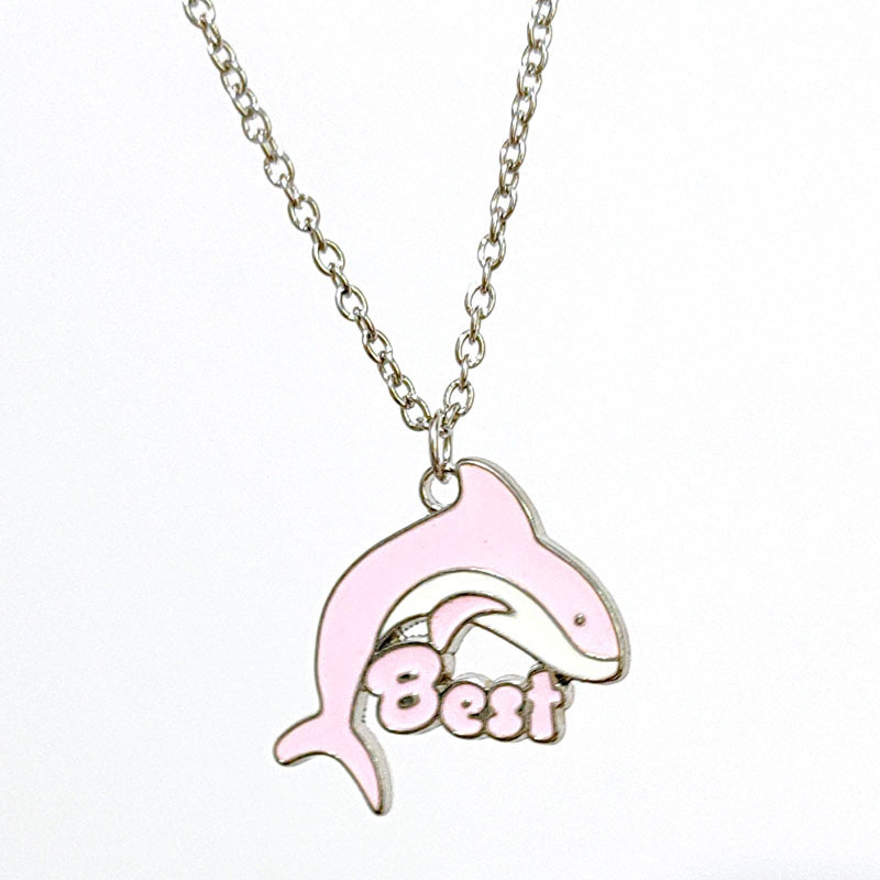 Schmuck beste Freunde Legierung Tropfen Öl Delphin Edelstahl Titan Stahl Halskette Anhänger lange Pullover Kette_voghion.com