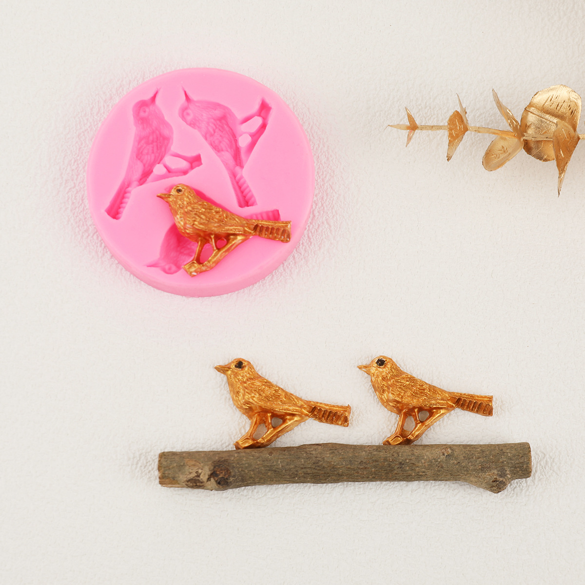 Pájaro DIY hornear 3 hoyos tridimensional pájaro forma Fondant pastel de chocolate epoxi molde de silicona