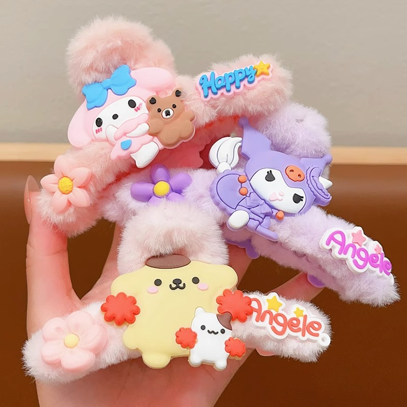 Los niños rasguño clip lindo de dibujos animados de felpa horquilla updo pelo Cabeza trasera tocado niña no duele el pelo clip de tiburón accesorios para el cabello