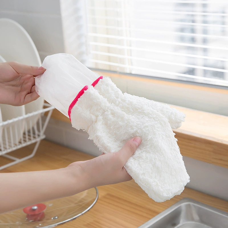Wholesale bamboo fiber dishwashing gloves easy to clean steel wire dishwashing rags kitchen cleaning oil-proof and waterproof silver wire gloves