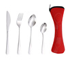 Tableware stainless steel, street set, handheld cloth bag, fork, spoon, suitable for import, 3 piece set
