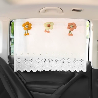 Car Sunshade Curtain Suction Type Fresh Cute Sun Protection Heat Insulation Curtain Children's Rear Window Blind Car Curtain (Car curtains) - sunflower-magnet-suction-cup-double-adsorption