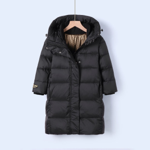 Black down Jacket for Boys and Girls, Winter Over-The-Knee Thickened Extreme Cold Coat for Northeast, Winter Parent-Child Style Clearance Sale