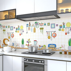 Kitchen oil-proof sticker stove cabinet range hood tile wall sticker self-adhesive wallpaper high temperature waterproof and moisture-proof wallpaper