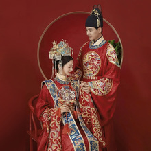 重工明制汉服婚嫁凤冠霞帔婚服全套秀禾服新娘嫁衣中式结婚礼服秋