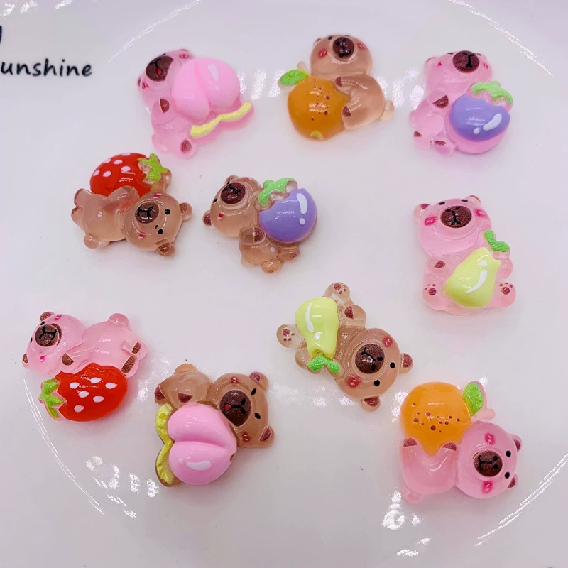 Капибара интернет-знаменитости держит фрукты, аксессуары для обуви из смолы капибара, DIY, кремовый клей, чехол для телефона, украшения оптом