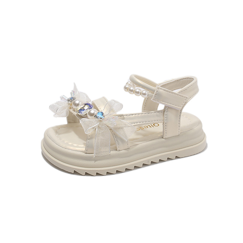 Niñas sandalias de arco de perla 2026 verano nuevo niño dulce princesa de dedos desnudos viento sandalias de playa romana image 6