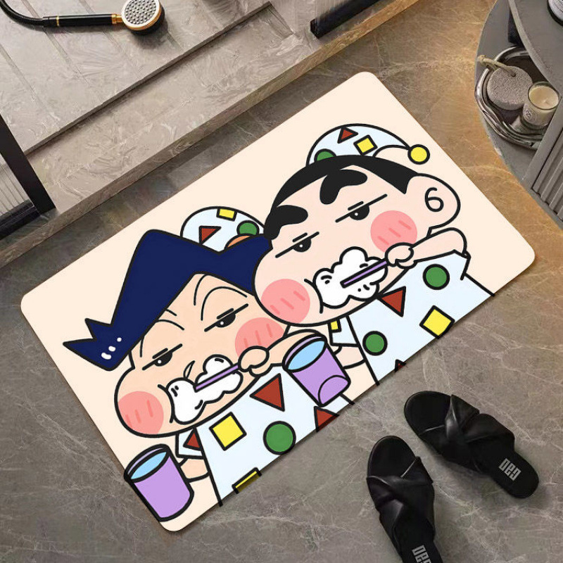 Cartoon Bathroom Floor Mats, Strong Water-Absorbent Soft Diatom Mud Floor Mats, Household Bathroom Door Wear-Resistant Anti-Slip Foot Mats