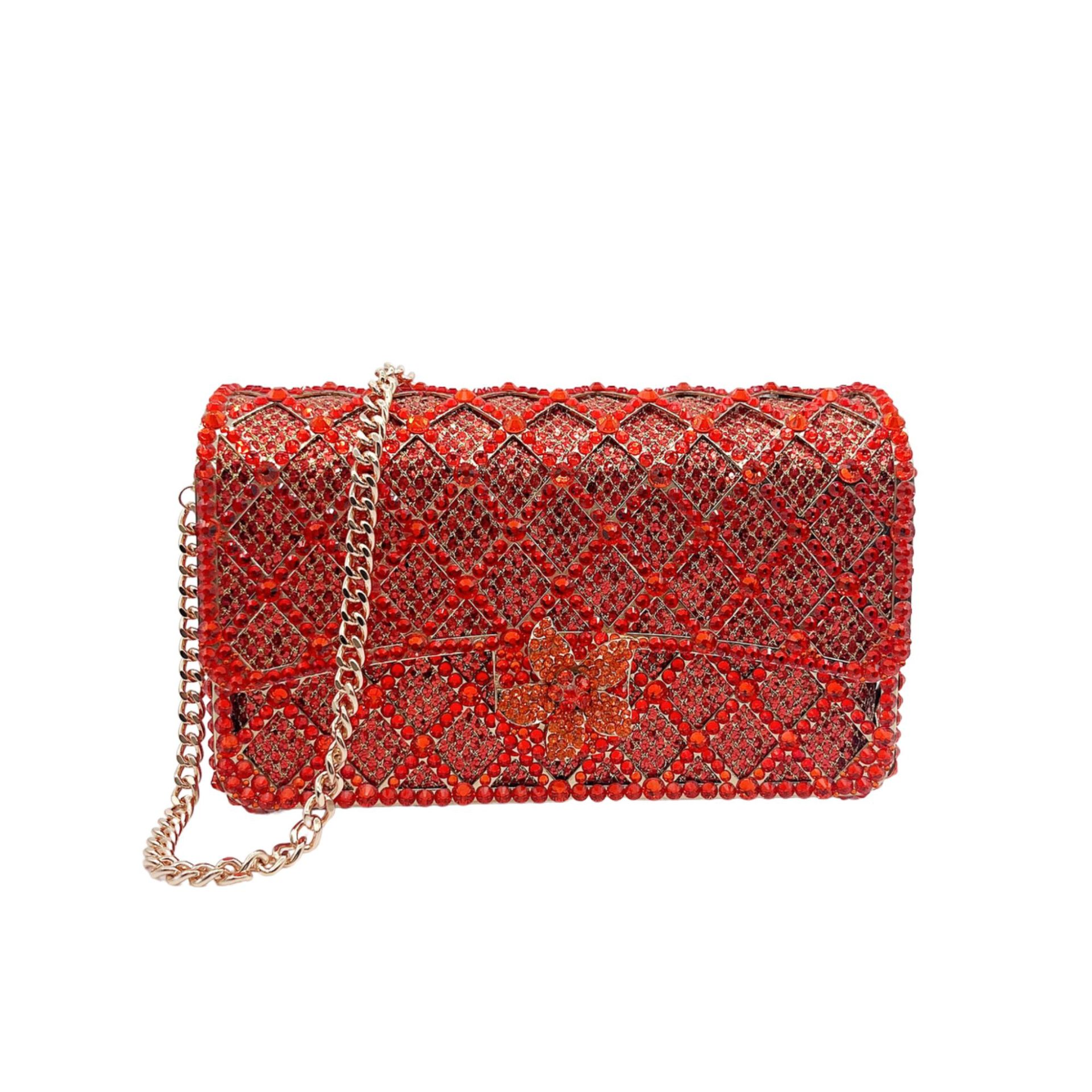 Nueva pequeña bolsa de banquete con diamantes a rejilla, bolso de diamante europeo y americano, bolso de hombro de mujer, bolso de piedra de Rin