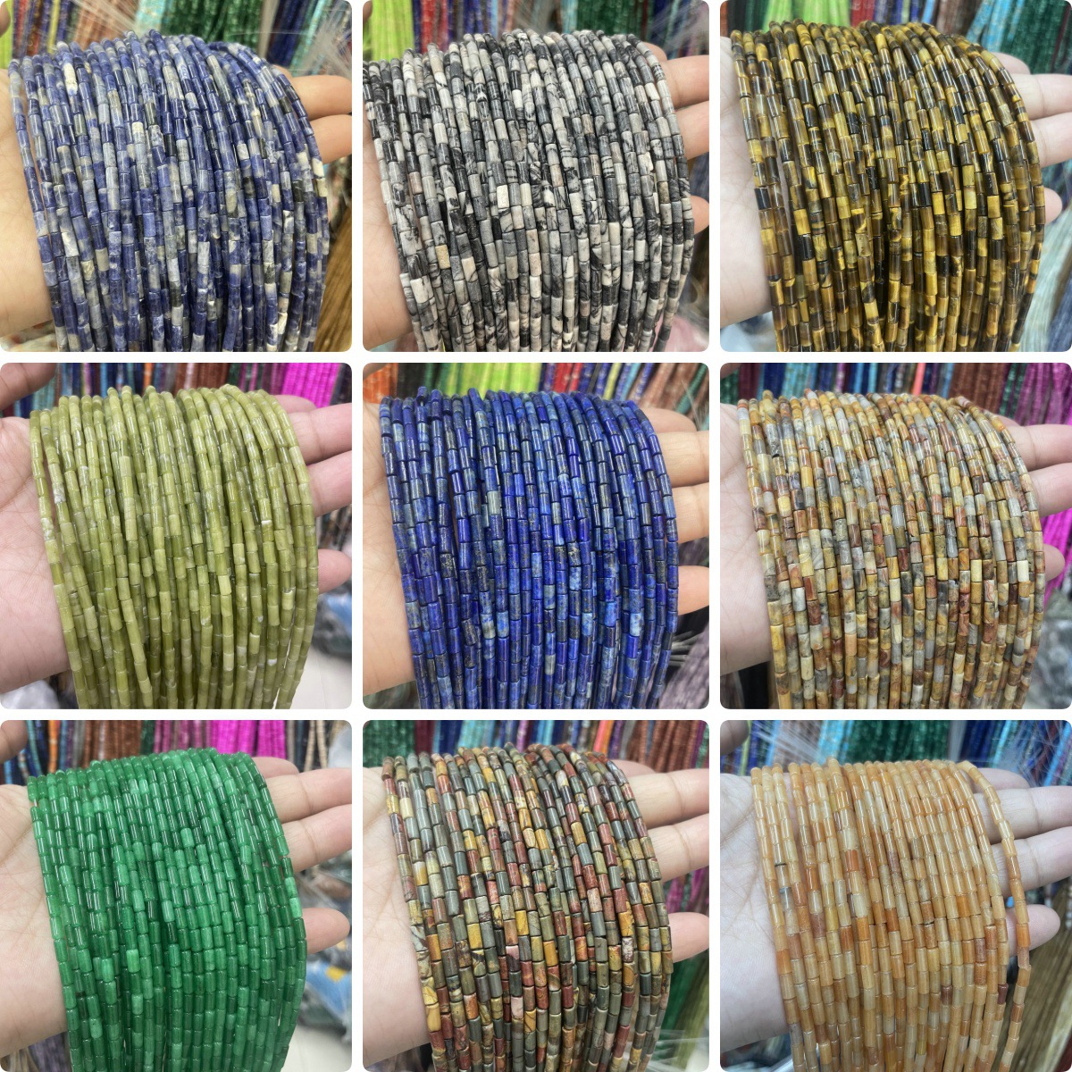 3*6mm圓管圓柱桶珠 天然水晶瑪瑙散珠串珠 diy耳飾手鍊飾品配件