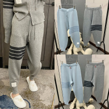tb学院风针织卫裤休闲运动束脚裤宽松长裤四道杠百搭显瘦裤2024春