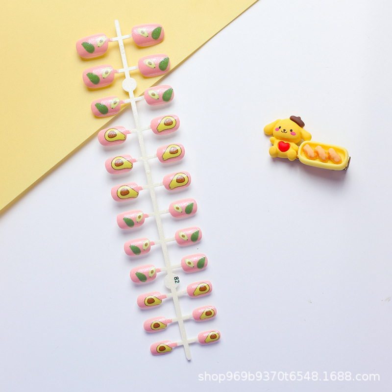 Desmontable lindo de los niños uñas 24 piezas de uñas de belleza de uñas de los niños pieza de uñas falso parche de uñas para el comercio exterior