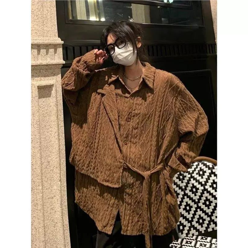 Гонконгский стиль японский ретро французская жаккардовая рубашка