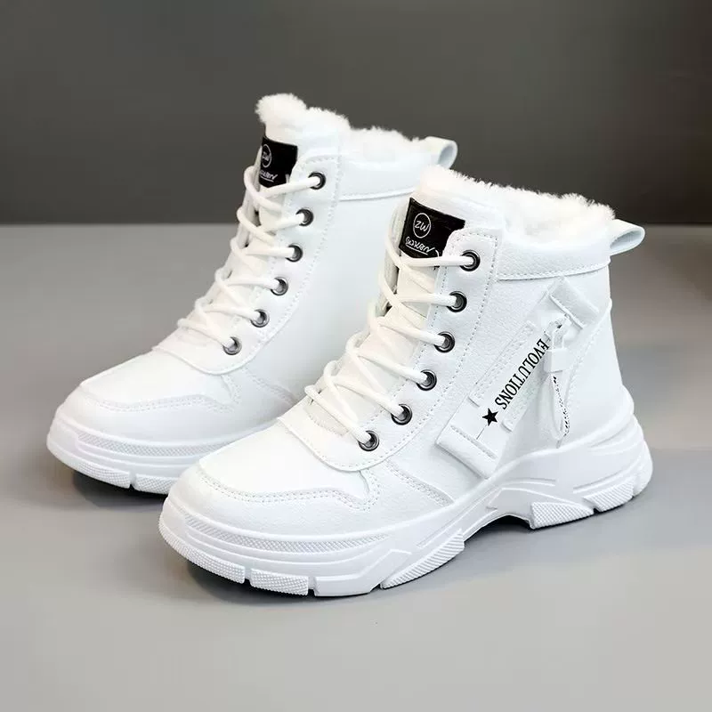 Ботинки-анкл (Martens) женские, с искусственным мехом, нескользящая зимняя модель