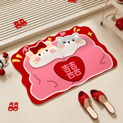 Line Puppy Wedding Room Decoration Avtomobil döşəmə paspasları - kitten-stickers-4060cm-diatom-mud-second-generation