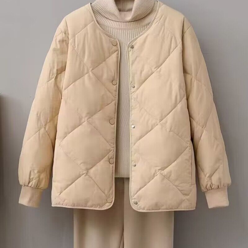 短款羽绒棉服女2025年新款秋冬季小个子轻薄百搭宽松菱格棉袄外套|undefined