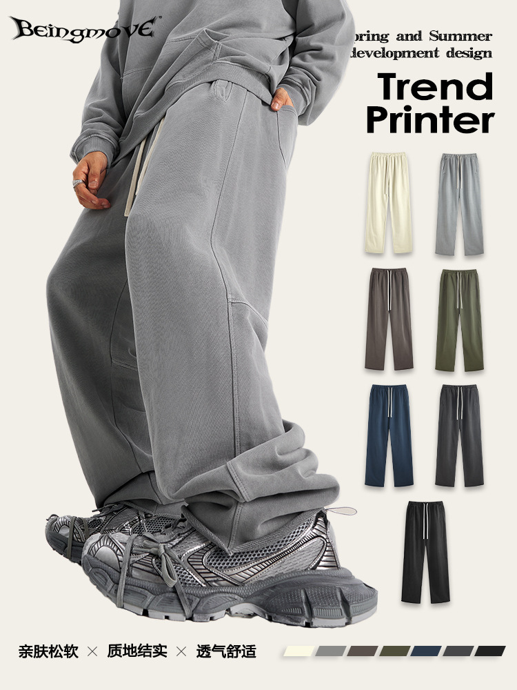 2025 otoño retro marca de tendencia suelta vertical pantalones deportivos para hombres y mujeres pantalones deportivos casuales de moda para hombres