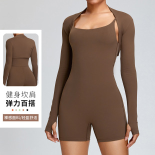 Cross-border new slim-fit short sports shawl women's fashion fitness waistcoat outer wear long sleeve cardigan coat yoga clothes