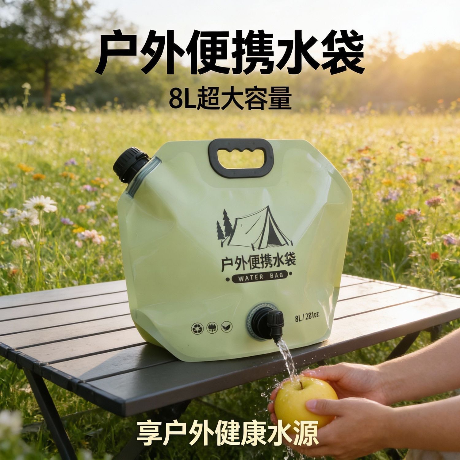 户外露营便携水袋8L大容量加厚塑料车载储水装水袋食品级软体水桶