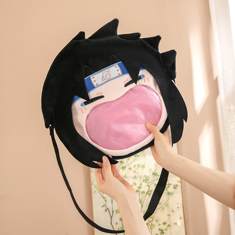 나루토 SHIPPUDEN UCHIHA SASUKE 큰 입 통증 가방 귀여운 보관 배낭 어깨 가방 인형 선물