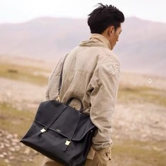 Songmont 山下有松山シリーズ トラベル ブリーフケース ジェンダーレス レトロ 植物タンニンなめしレザー クロスボディ バックパック
