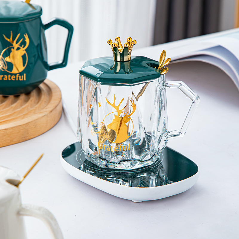 玻璃杯保暖恆溫電熱暖暖杯陶瓷杯時尚潮流禮物創意禮品商務贈送品