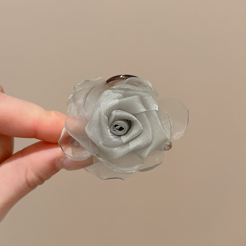 Pinza para el cabello de flor rosa para mujer 2025 nuevo clip de agarre para el cabello con placa posterior de la cabeza grande clip de tiburón de flor para la cabeza horquilla