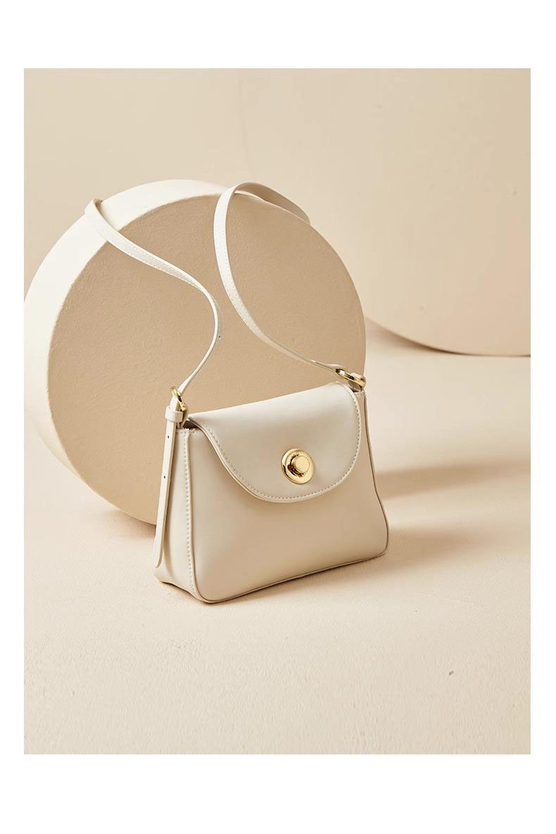 Túi đeo chéo nữ da vân cá sấu phong cách mới, kiểu gối ôm sát nách, kích thước 19×7.5×14 cm — sữa cam chi tiết 26