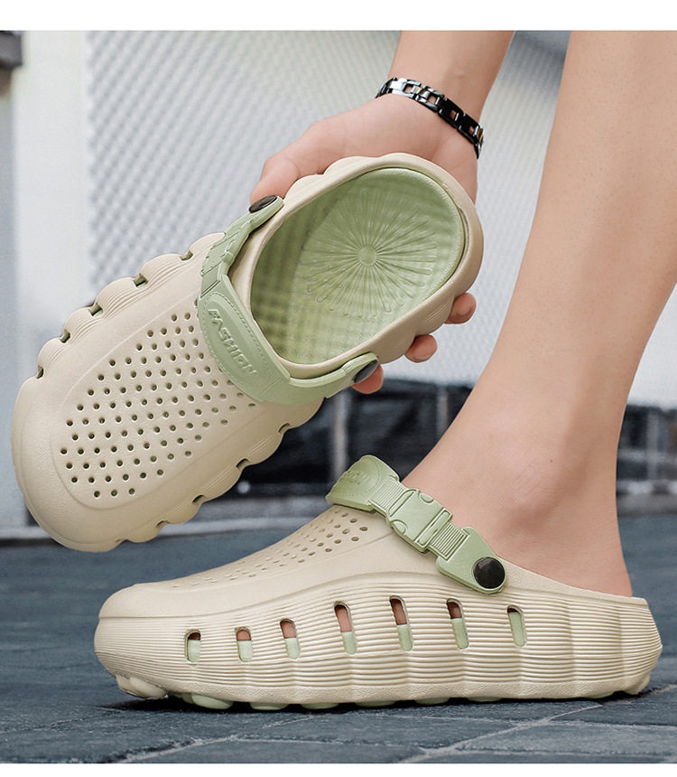 Dép nam kiểu clog mũi kín chống trượt, dép sandal thể thao đi biển và ngoài trời — 918 cam trắng, 918 hồng hoa anh đào trắng, 918 xanh sương mù, 918 xám nhạt xám đậm chi tiết 19