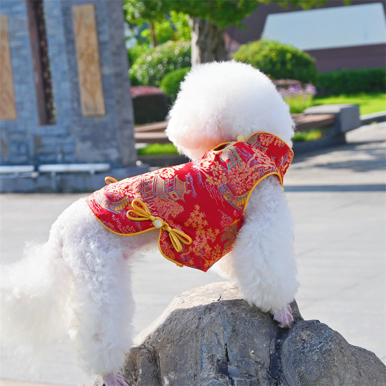 新中式宠物旗袍国风汉服旗袍裙小狗狗猫咪秋季宠物比熊衣服新年装|undefined
