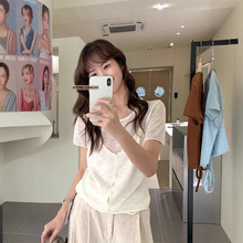 清仓不退换柠檬绿茶慵懒假两件针织衫女夏季百搭圆领套头纯色上衣