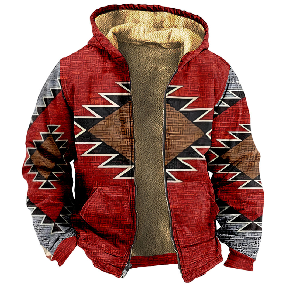 Chaqueta de manga larga con estampado de otoño para hombre de estilo británico retro Chaqueta con capucha con cremallera de venta directa de fábrica transfronteriza MF12