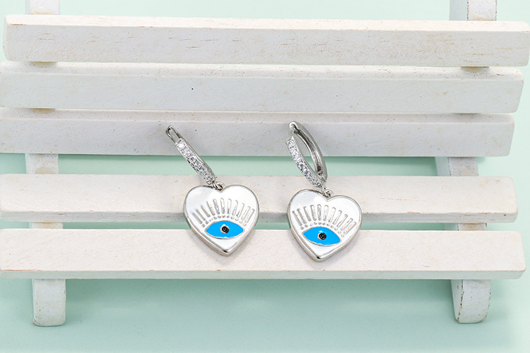 Geometric Pattern Unisex Gender Plating Design Retro Heart Devil's Eye Copper Earrings Wholesale Nihaojewelry