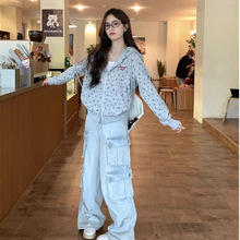 美式复古碎花连帽卫衣外套女春秋2025新款秋冬加绒加厚开衫棒球服