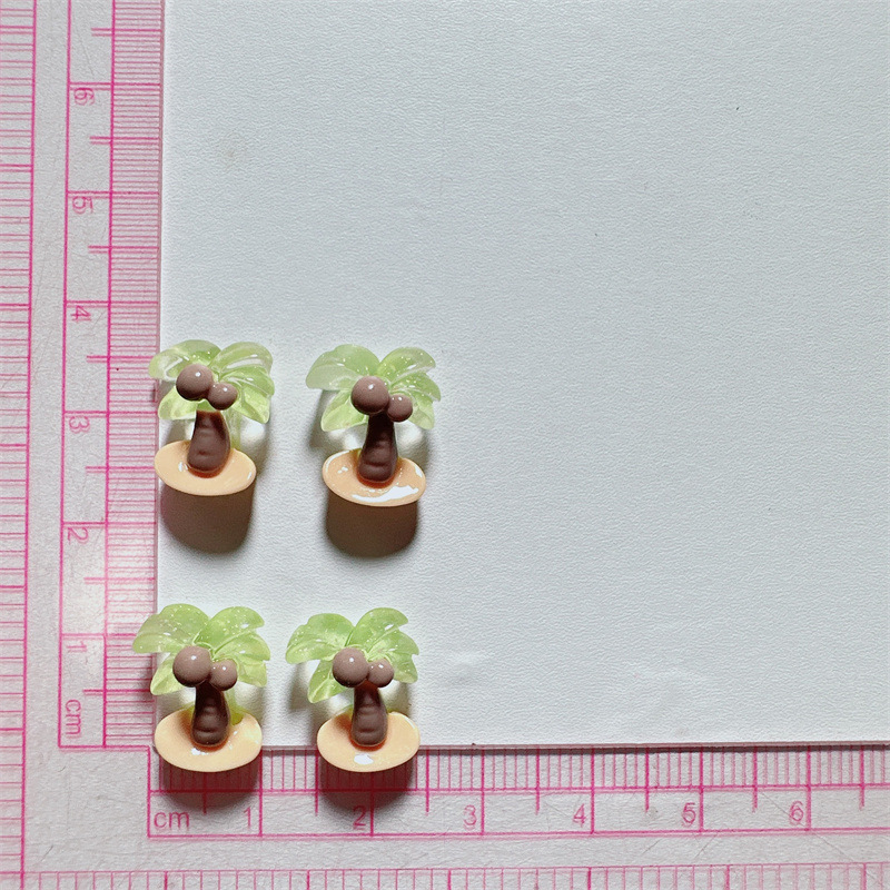 diy奶油透色椰树迷你想念头绳发饰材料贴片手作自制挂件树脂配件详情2