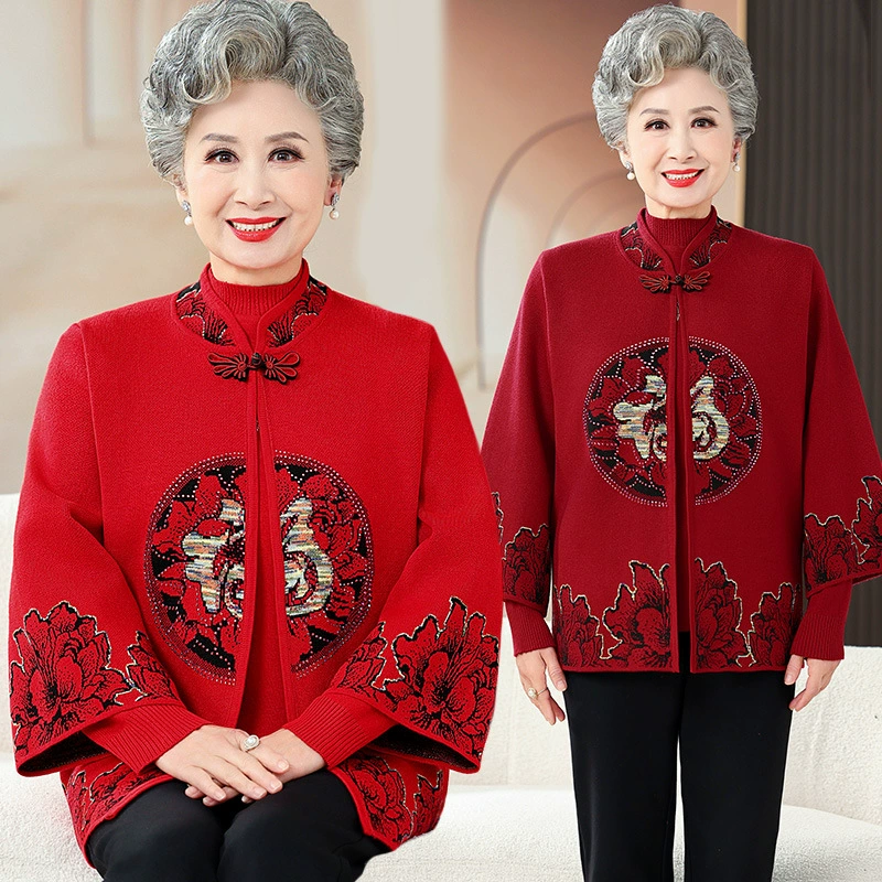 Свадебная мама весенняя вязаная шерстяная куртка для пожилых людей