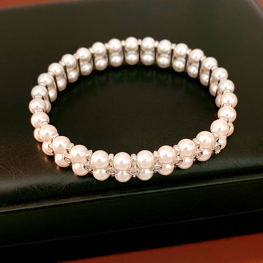 14k oro real chapado doble capa zircón pulsera de perlas ligera pulsera de nicho temperamento exquisito joyas personales